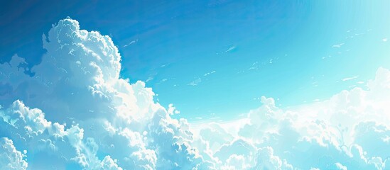 Poster - Beautiful blue sky with fluffy clouds textured copyspace background