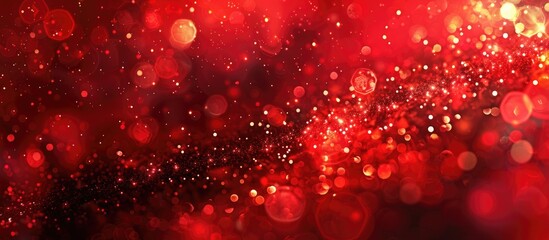 Sticker - Blurred lights on a red background creating a textured banner Abstract bokeh features soft lighting Wide screen wallpaper Panoramic web banner with copyspace for design