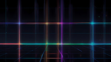 A futuristic flat vector background featuring a dark, minimalistic grid with bright, intersecting laser beams