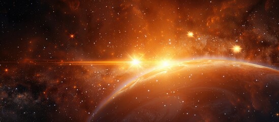 Wall Mural - star with lens flare. copy space image. place for adding text and design
