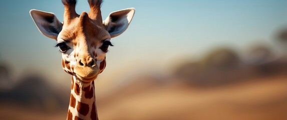 Wall Mural - Close-up Portrait of a Giraffe with a Blurred Background