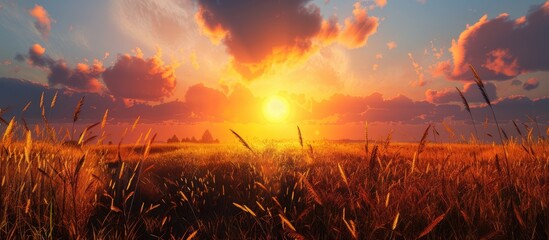 Wall Mural - countryside sunset views. Copy space image. Place for adding text and design