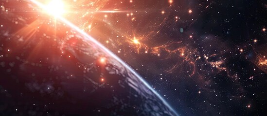 Wall Mural - star with lens flare. copy space image. place for adding text and design