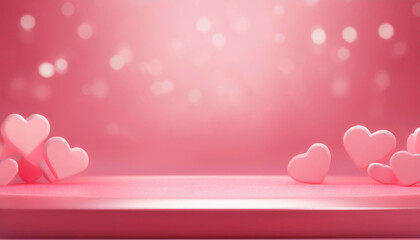 pink podium background for product symbols of love, valentines day 3d. valentines day pink podium wi