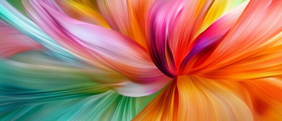 Aufkleber - Abstract pastel colored orange pink aquamarine colored illustration, with waves or curves lines, floral flower pattern