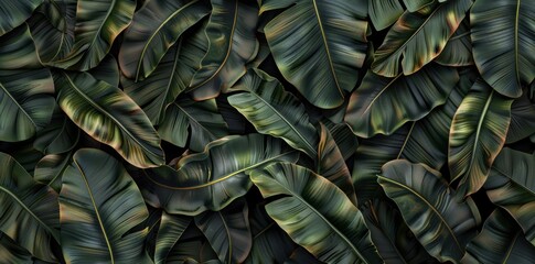 Lush green tropical leaves background with rich textures and vibrant details Perfect for nature themed designs