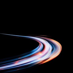 Leinwandbilder - A beautiful curved multicolored light trail on a dark background, depicting fluid motion and energy. Ideal for creative, modern designs and vibrant, dynamic concepts.