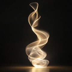 Leinwandbilder - This image showcases elegant golden light trails forming a fluid and ethereal shape against a dark background, catching the eye with soft, flowing lines and a gentle glow.