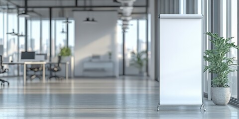 Canvas Print - Blank Roll Up Banner in Modern Office Interior