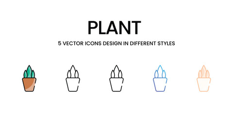 Sticker - Plant  icons set five different style vector stock illustration