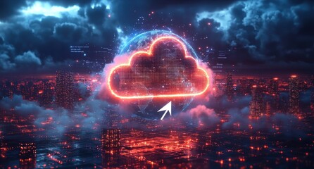 Wall Mural - Cloud Computing: Global Network & Digital Transformation