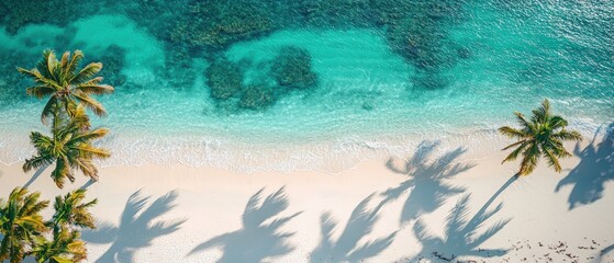 Wall Mural - Tropical beach with palm trees