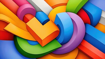 Wall Mural - vibrant abstract design featuring colorful shapes and curves, perfect for backgrounds and creative p