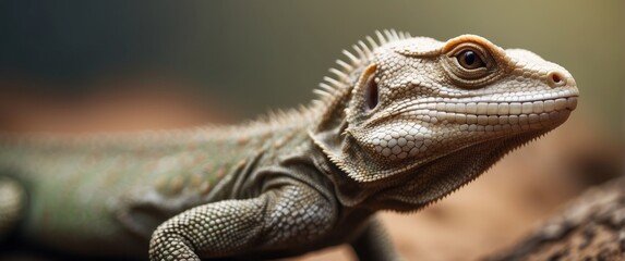 Close-up of a Lizard with a Spiky Crest and a Focused Eye