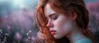 © Ilgun - sorrowful beautiful girl in nature. Copy space image. Place for adding text and design