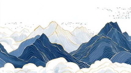 Wall Mural - Blue mountains and clouds