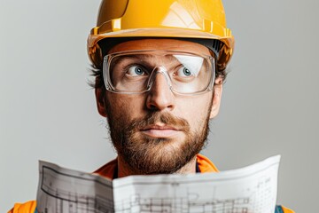 Wall Mural - A man wearing a yellow hard hat