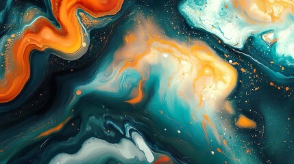 Wall Mural - Vibrant abstract fluid art with marbled patterns perfect for creating a modern and artistic wallpaper