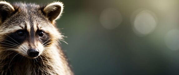 Wall Mural - Close-up Portrait of a Raccoon with a Blurry Background