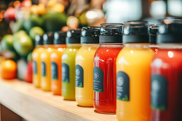 Premium clear bottle of cold-pressed juice made from natural fruits