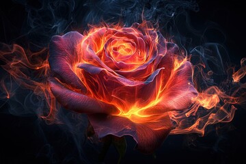 Wall Mural - Fiery rose with smoke