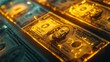© arhendrix - Close-up of US dollar bills with a golden glow, symbolizing wealth, finance, and economic success. Ideal for business and investment themes.