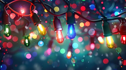 Poster - Colorful string lights glow