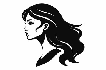 Wall Mural - Woman heads in profile beautiful female face silhouette vector
