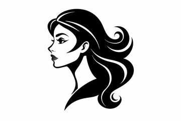 Wall Mural - Woman heads in profile beautiful female face silhouette vector
