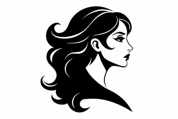 Wall Mural - Silhouette of beautiful girl in profile with long hair