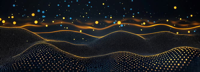 futuristic and technological background of golden particles patterns