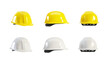© gizemg - Set of hard hat isolated on transparent background, 3d render. Yellow and white helmet cutout for Labour Day concept.