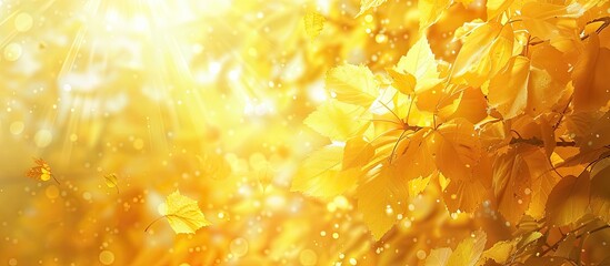 Canvas Print - Autumn s yellow maple leaves illuminated by sunlight. Copy space image. Place for adding text and design