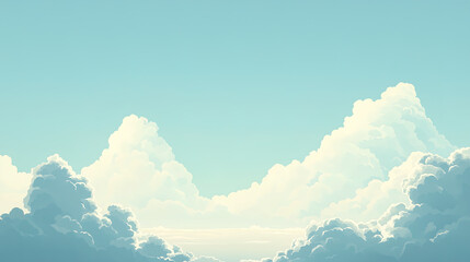 flat illustration of cloudy dreamy sky at sunset, sky background