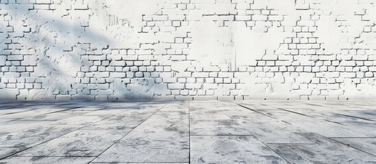 Wall Mural - Urban setting white aged industrial brick wall with copyspace