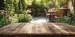 © Planetz - Wooden Table in a Garden Setting