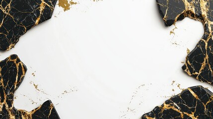 Canvas Print - Black & gold marble frame