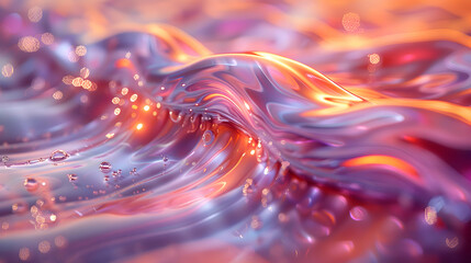 Wall Mural - A vibrant close-up of a metallic 3D object partially submerged in water, with light reflecting off its surface