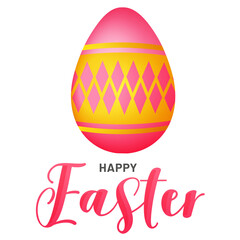 Sticker - Happy Easter Celebration Poster Design with Glossy Printed Egg Illustration.