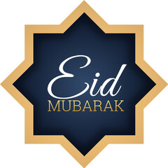 Poster - Eid Mubarak text on sticker and arabic pattern background.