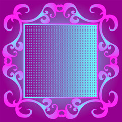 Wall Mural - Beautiful patterned frame on a blue and pink background