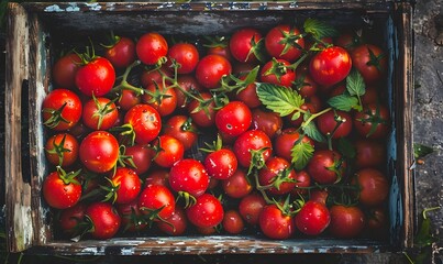 Wall Mural - Delicious red tomatoes in Summer tray market agriculture farm full of organic. Fresh tomatoes, It can be used as background. 