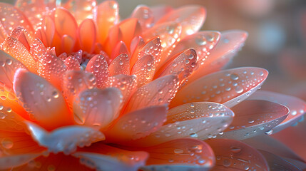 Wall Mural - A vibrant macro shot of a blooming flower with a translucent 3D object floating nearby