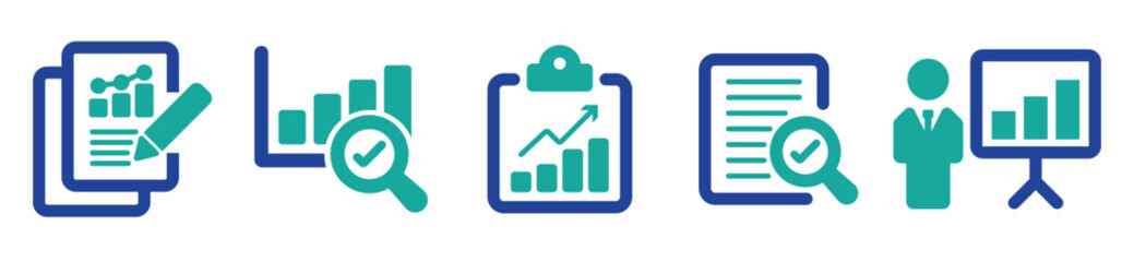 Poster - Result report icon set. Review document icon vector illustration. Business analysis concept. stock vector. eps 10.