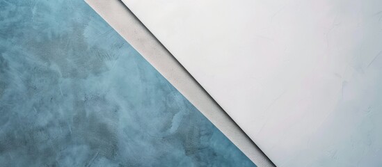 Poster - Abstract geometric shape with a gray and blue paper background. Copy space image. Place for adding text and design