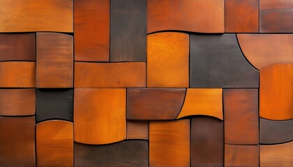 Abstract wooden wall art with an intricate pattern of different colored blocks, creating a modern and stylish design.