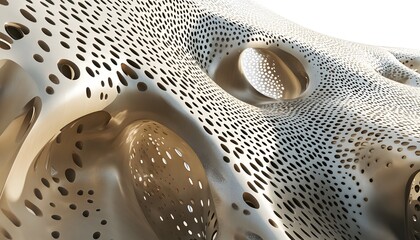 Wall Mural - Abstract Curvature with Perforated Pattern and Hollow Spaces