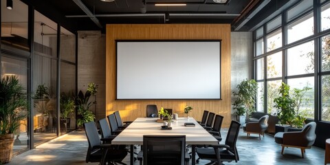 Canvas Print - Modern Conference Room with Large Screen