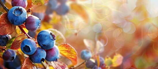 Canvas Print - Final Blueberry of Autumn in Northern Europe. Copy space image. Place for adding text and design