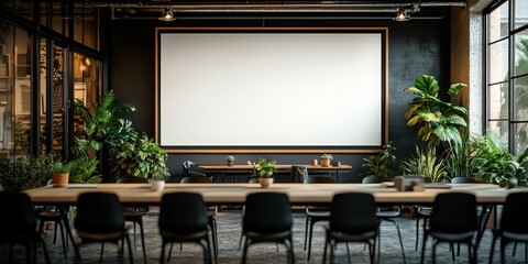 Canvas Print - Modern Meeting Room with Blank Screen